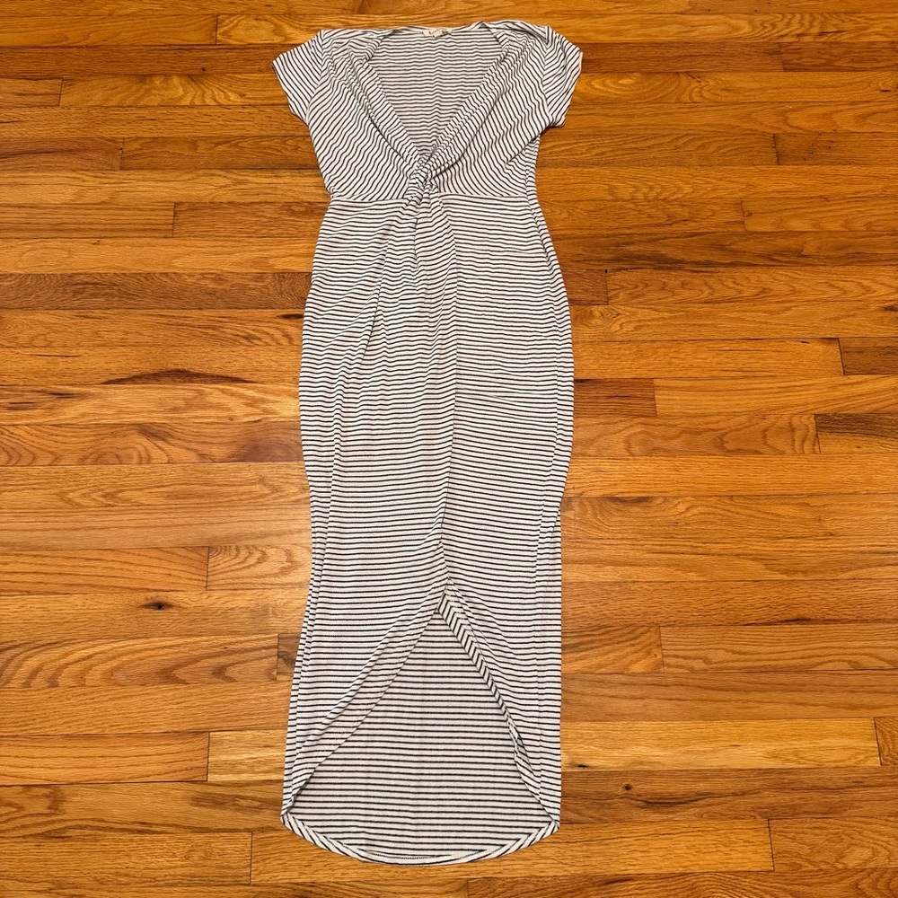 Rolla Coster Dress M Black and White Striped Wrap Knot Design VNeck